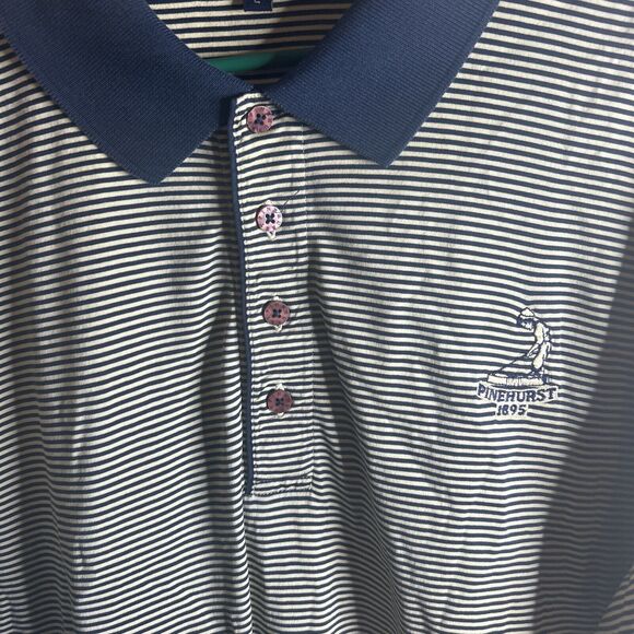 Peter Millar Golf Polo Pinehurst Collection L Blue & White - Picture 2 of 15